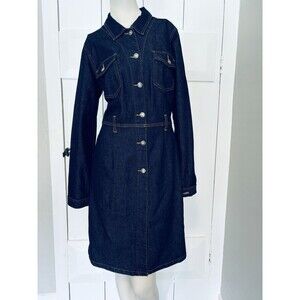 XOXO Jeans Dark Denim Trench Shirt Urbanwear Dress Vintage 90s Y2K Modest Large